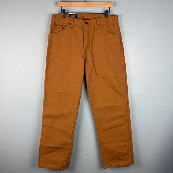 NEW Dickies Men's 34x30 Brown Relaxed Fit Carpenter Jeans Utility Canvas Pants - Picture 2 of 5